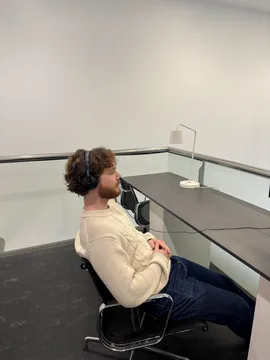 Joris asleep in an office chair