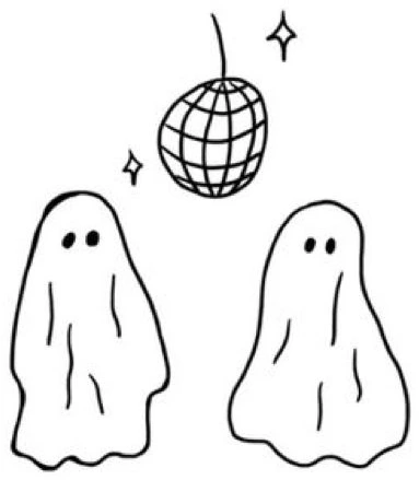 Two little ghosts under a disco ball